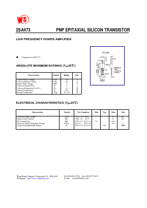 2SA473 Datasheet PDF Wing Shing International Group