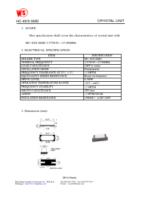 HC-49/SSMD Datasheet PDF Wing Shing International Group