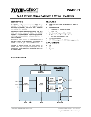 WM8501 Datasheet PDF Wolfson Microelectronics plc