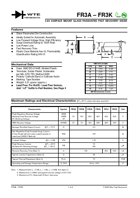 FR3A Datasheet PDF Won-Top Electronics