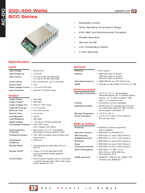 BCC200PS03 Datasheet PDF XP Power Limited