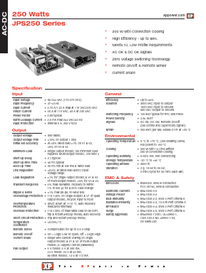 JPS250 Datasheet PDF XP Power Limited