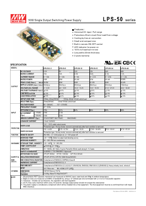 LPS-50 Datasheet PDF XP Power Limited