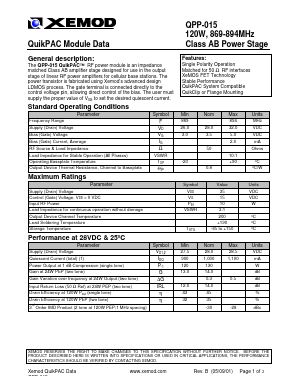 QPP-015 Datasheet PDF Xemod -> Mprise