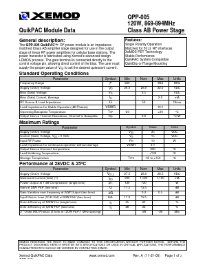 QPP-005 Datasheet PDF Xemod -> Mprise