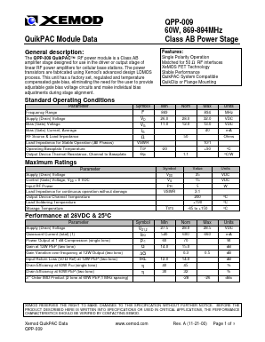 QPP-009 Datasheet PDF Xemod -> Mprise