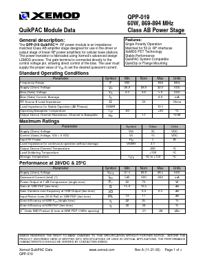 QPP-019 Datasheet PDF Xemod -> Mprise