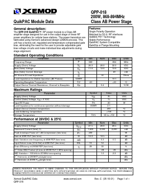 QPP-018 Datasheet PDF Xemod -> Mprise