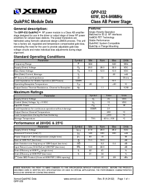 QPP-032 Datasheet PDF Xemod -> Mprise