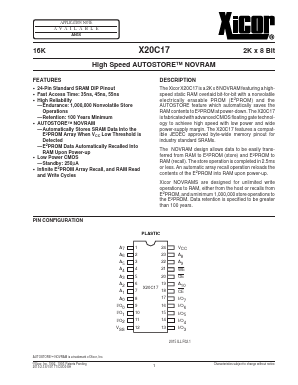 X20C17 Datasheet PDF Xicor -> Intersil