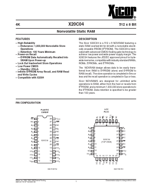 X20C04DI-15 Datasheet PDF Xicor -> Intersil