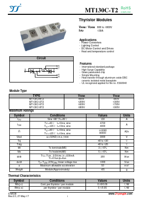 MT130C-T2 Datasheet PDF Yangzhou yangjie electronic co., Ltd