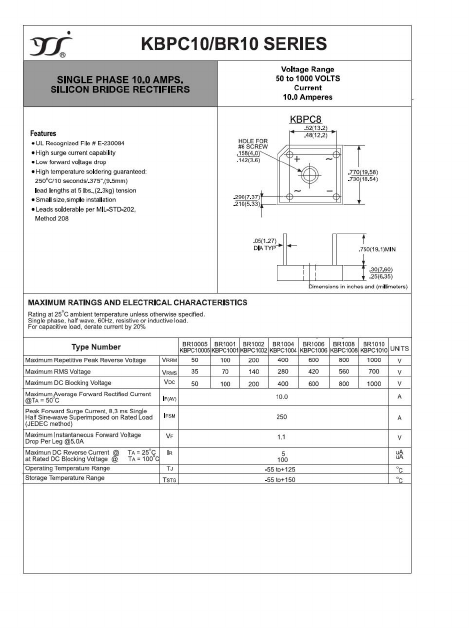 KBPC1006 Datasheet PDF Yangzhou yangjie electronic co., Ltd