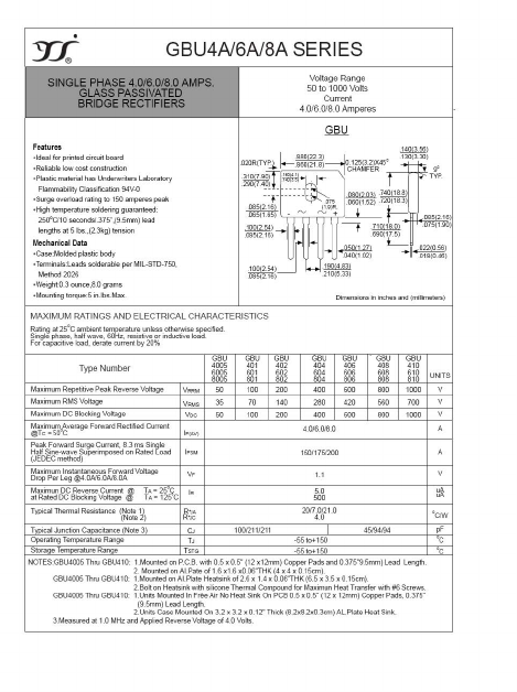 GBU402 Datasheet PDF Yangzhou yangjie electronic co., Ltd