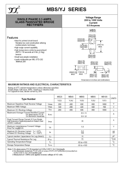 YJ2J Datasheet PDF Yangzhou yangjie electronic co., Ltd