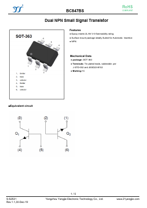 BC847BS Datasheet PDF Yangzhou yangjie electronic co., Ltd