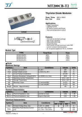 MT200CB08T2 Datasheet PDF Yangzhou yangjie electronic co., Ltd