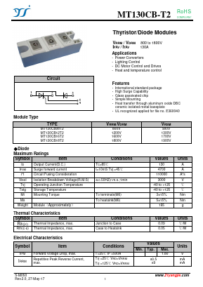 MT130CB16T2 Datasheet PDF Yangzhou yangjie electronic co., Ltd