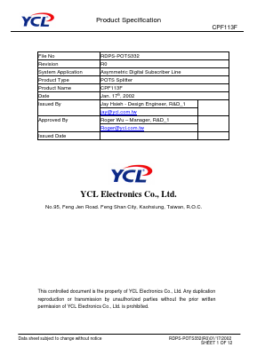 CPF113F Datasheet PDF YCL Electronics 