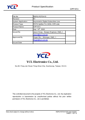 CPF107J Datasheet PDF YCL Electronics 