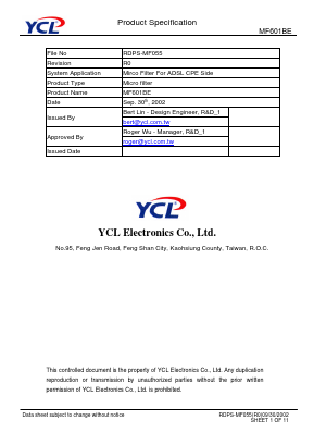 MF601BE Datasheet PDF YCL Electronics 