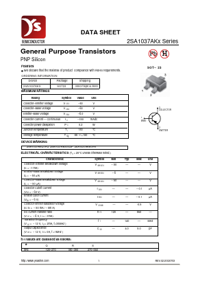 2SA1037AKQ Datasheet PDF Yea Shin Technology Co., Ltd