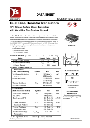 MUN5212DW Datasheet PDF Yea Shin Technology Co., Ltd