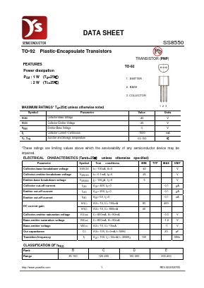 SS8550 Datasheet PDF Yea Shin Technology Co., Ltd