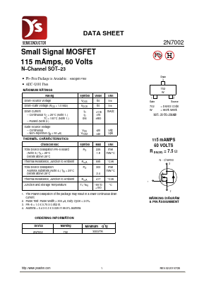 2N7002 Datasheet PDF Yea Shin Technology Co., Ltd