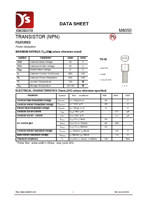 M8050 Datasheet PDF Yea Shin Technology Co., Ltd