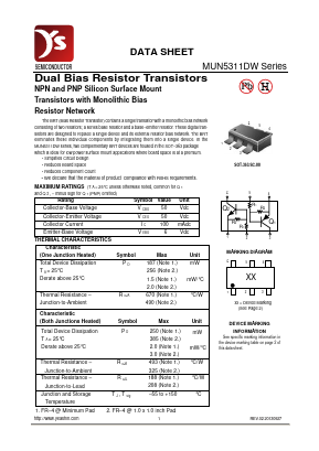 MUN5311DW Datasheet PDF Yea Shin Technology Co., Ltd