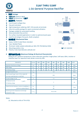 S1AF Datasheet PDF YENYO TECHNOLOGY Co., Ltd
