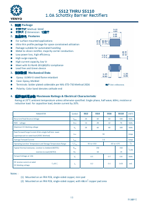 SS12 Datasheet PDF YENYO TECHNOLOGY Co., Ltd