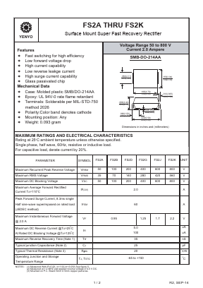 FS2J Datasheet PDF YENYO TECHNOLOGY Co., Ltd