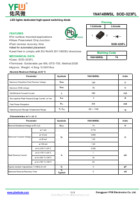 1N4148WSL Datasheet PDF DONGGUAN YOU FENG WEI ELECTRONICS CO., LTD