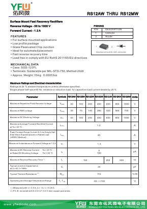 RS12BW Datasheet PDF DONGGUAN YOU FENG WEI ELECTRONICS CO., LTD