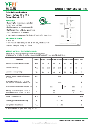 10SQ080 Datasheet PDF DONGGUAN YOU FENG WEI ELECTRONICS CO., LTD