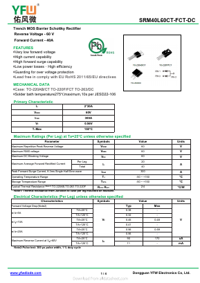 SRM40L60DC-R Datasheet PDF DONGGUAN YOU FENG WEI ELECTRONICS CO., LTD