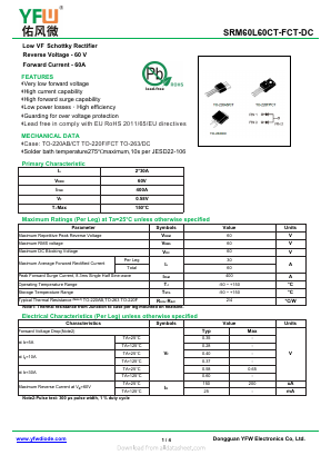 SRM60L60DC-R Datasheet PDF DONGGUAN YOU FENG WEI ELECTRONICS CO., LTD
