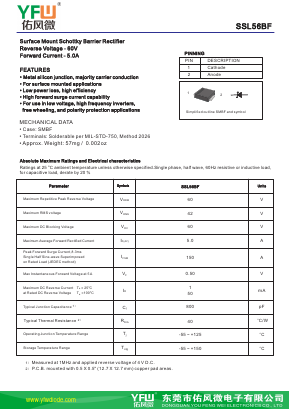 SSL56BF-LOW5A60V Datasheet PDF DONGGUAN YOU FENG WEI ELECTRONICS CO., LTD