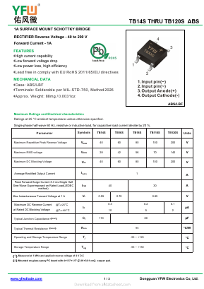 TB14S Datasheet PDF DONGGUAN YOU FENG WEI ELECTRONICS CO., LTD