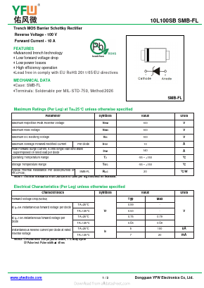 10L100SB Datasheet PDF DONGGUAN YOU FENG WEI ELECTRONICS CO., LTD