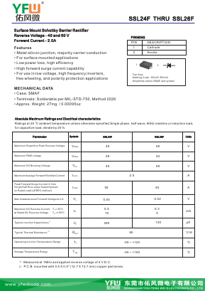 SSL26F Datasheet PDF DONGGUAN YOU FENG WEI ELECTRONICS CO., LTD