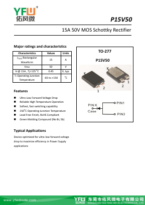 P15V50-TO277 Datasheet PDF DONGGUAN YOU FENG WEI ELECTRONICS CO., LTD