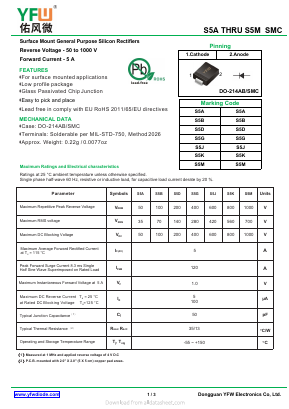 S5J Datasheet PDF DONGGUAN YOU FENG WEI ELECTRONICS CO., LTD