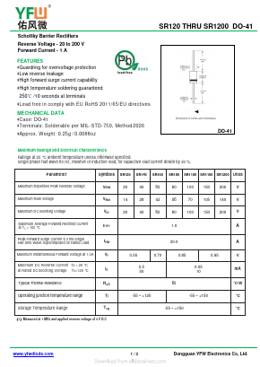 SR1200 Datasheet PDF DONGGUAN YOU FENG WEI ELECTRONICS CO., LTD