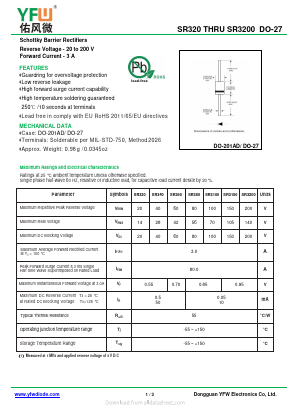 SR320 Datasheet PDF DONGGUAN YOU FENG WEI ELECTRONICS CO., LTD