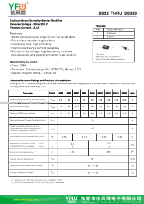 SS34A Datasheet PDF DONGGUAN YOU FENG WEI ELECTRONICS CO., LTD