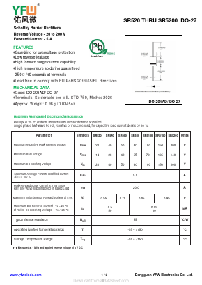 SR5200 Datasheet PDF DONGGUAN YOU FENG WEI ELECTRONICS CO., LTD