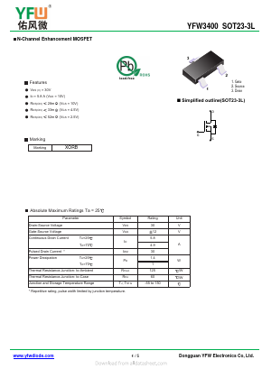 YFW3400 Datasheet PDF DONGGUAN YOU FENG WEI ELECTRONICS CO., LTD